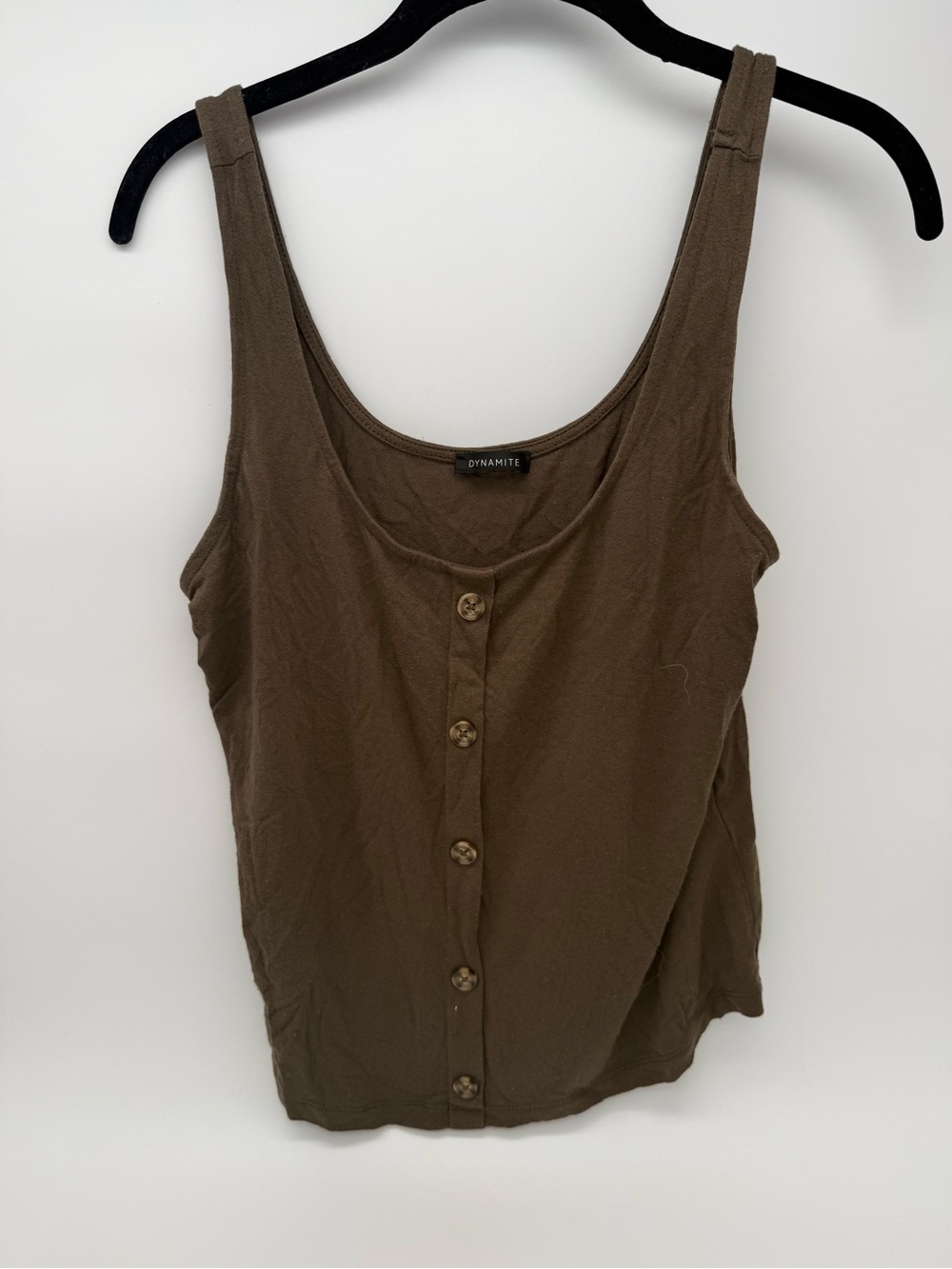Dynamite Olive-Brown Button Front Tank Top